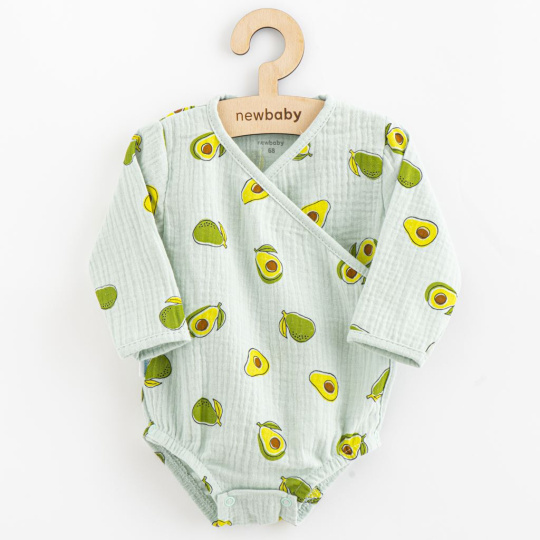 Kojenecké mušelínové body s bočním zavazováním New Baby Avocado