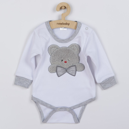 Luxusní kojenecké body s dlouhým rukávem New Baby Honey Bear s 3D aplikací