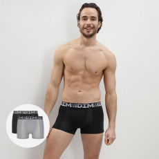 DIM COTTON 3D FLEX AIR BOXER 2x - Pánské boxerky 2ks - šedá - černá