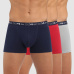 DIM COTTON STRETCH BOXER 3x - Pánské boxerky 3 ks - tmavě modrá - tmavě červená - šedá