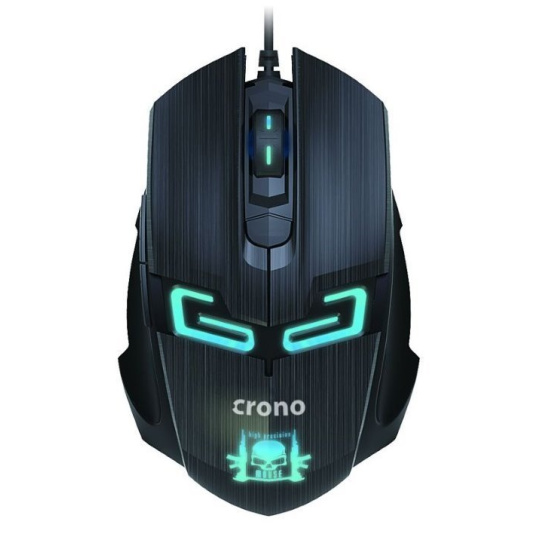 Crono CM647/Herní/Optická/Pro praváky/1 600 DPI/Drátová USB/Černá-modrá