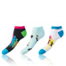 CRAZY IN-SHOE SOCKS 3x - Zábavné nízké crazy ponožky unisex v setu 3 páry - modrá - zelená - černá