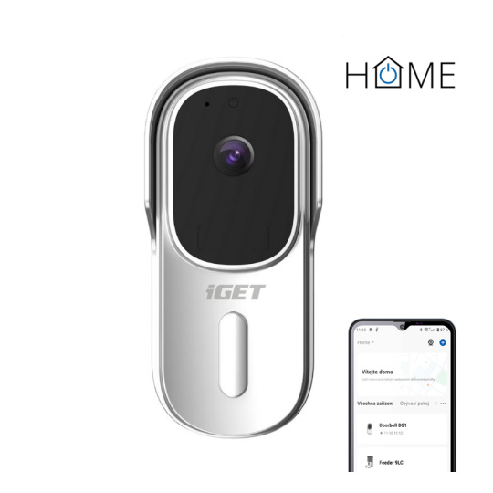 iGET HOME Doorbell DS1 White - WiFi bateriový videozvonek, FullHD, obousměrný zvuk, CZ aplikace