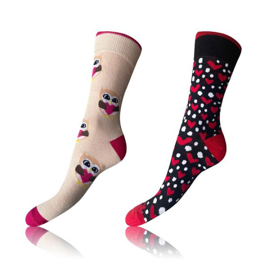 CRAZY SOCKS 2x - Veselé ponožky 2 páry - bílá - červená - černá