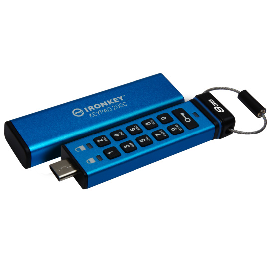 Kingston Ironkey Keypad 200C/8GB/USB 3.0/USB-C/Modrá