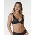 WONDERBRA GLAMOUR TRIANGLE PUSH-UP BRA - Dámská krajková podprsenka push-up - černá