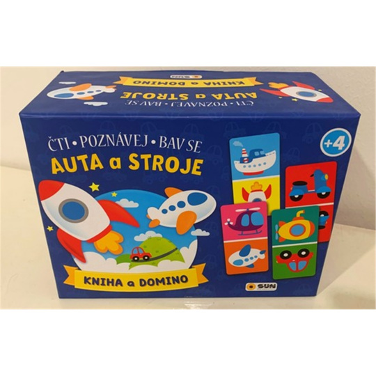 Auta a stroje - kniha a domino