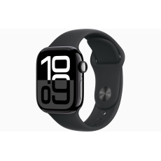 Apple Watch S10 Cell/42mm/Jet Black/Sport Band/Black/-S/M