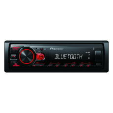 Pioneer MVH-230 autorádio s USB a Bluetooth s integrovaným mikrofonem červené