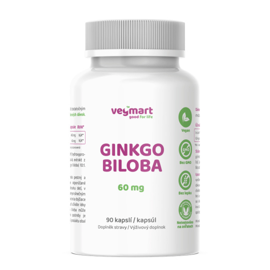 Vegmart Ginkgo Biloba 60 mg, 90 kapslí>