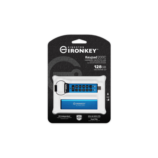 Kingston Ironkey Keypad 200C/128GB/USB 3.0/USB-C/Modrá