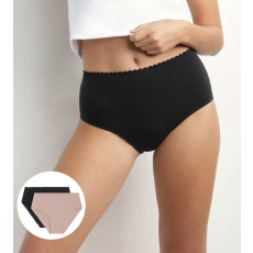 DIM BODY TOUCH HIGHWAIST BRIEF - Dámské boxerky 2ks - černá - béžová