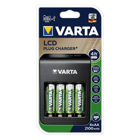 nabíječka baterií s LCD + baterie AA 2100mAh (4ks) VARTA