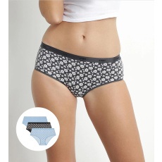 DIM LES POCKETS COTTON BOXER 3x - Dámské bavlněné kalhotky 3 ks - černá - světle modrá - bílá