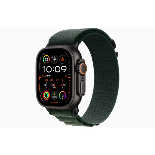 Apple Watch Ultra 2/49mm/Black/Sport Band/Dark Green Alpine/Medium