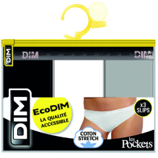 DIM ECO LES POCKETS BOXER 3x - 3 ks dámských kalhotek (boxerek) - černá - šedá - bílá