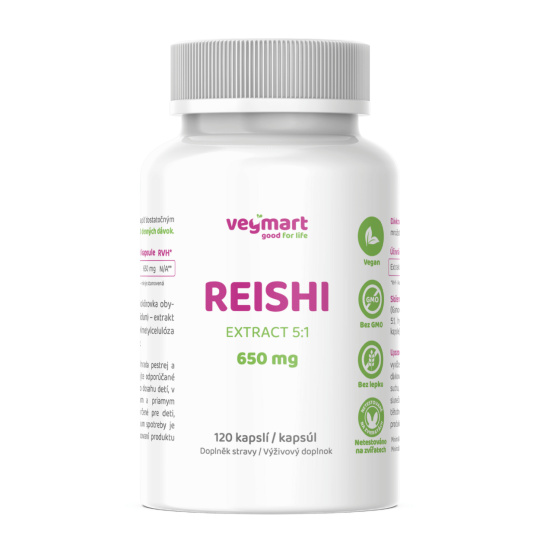 Vegmart Reishi 650 mg, 120 kapslí>