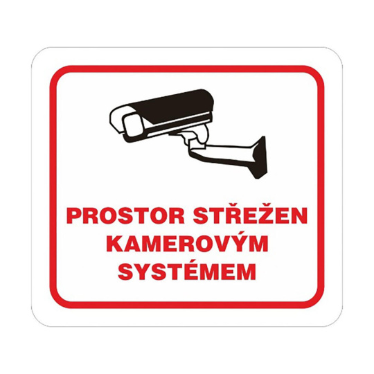 tabulka - PROSTOR STŘEŽEN KAMEROVÝM SYSTÉMEM 100x90mm samolepicí