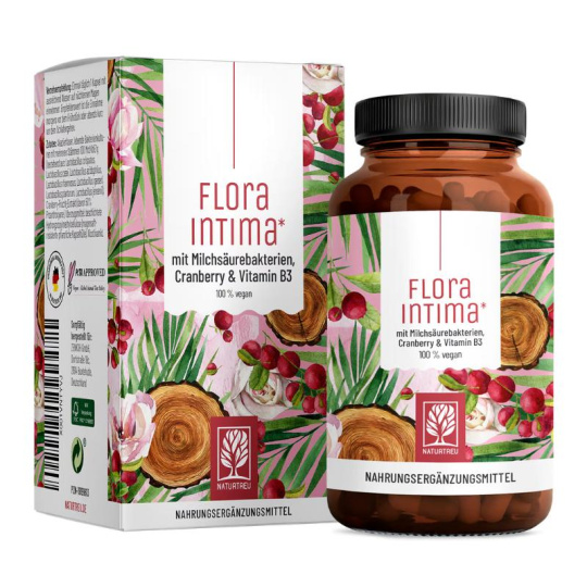 Naturtreu FloraIntima - Komplex brusinek, vitamínu B3 a laktobacilů pro ženy, 60 kapslí>