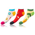 CRAZY IN-SHOE SOCKS 3x - Zábavné nízké crazy ponožky unisex v setu 3 páry - bílá - červená - modrá