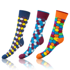 CRAZY SOCKS 3x - Zábavné crazy ponožky 3 páry - žlutá - modrá - zelená