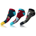 CRAZY IN-SHOE SOCKS 3x - Zábavné nízké crazy ponožky unisex v setu 3 páry - modrá - žlutá - zelená