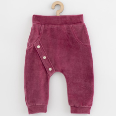 Kojenecké semiškové tepláčky New Baby Suede clothes růžovo fialová