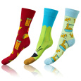 CRAZY SOCKS 3x - Zábavné crazy ponožky 3 páry - tmavě hnědá - světle modrá - světle zelená