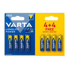 baterie mikrotužková AAA LR03 (4+4ks) alkalická Longlife Power VAR