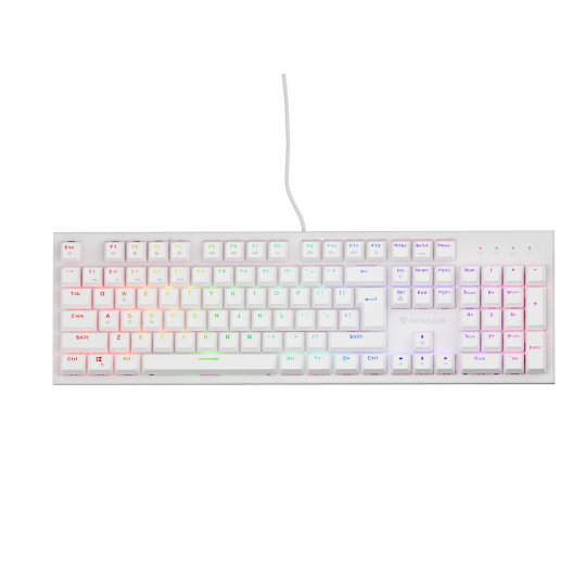 Genesis herní mechanická klávesnice THOR 303/RGB/Outemu Peach Silent/Drátová USB/US layout/Bílá