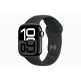 Apple Watch S10 Cell/46mm/Jet Black/Sport Band/Black/-S/M