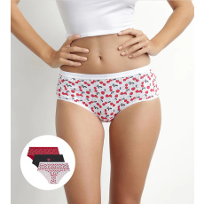 DIM LES POCKETS COTTON BOXER 3x - Dámské bavlněné kalhotky 3 ks - černá - bílá - červená