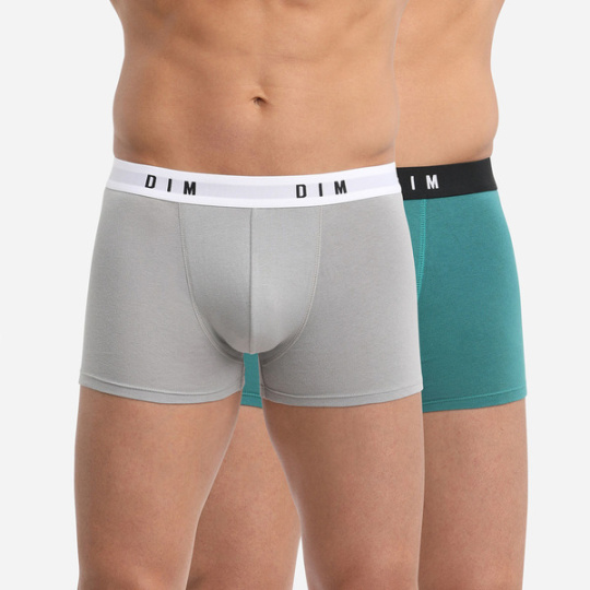 DIM BOXER ORIGINAL 2x - Pánské boxerky 2 ks - zelená - šedá