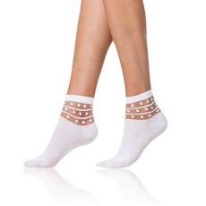 TRENDY COTTON SOCKS - Dámské ponožky s ozdobným lemem - bílá