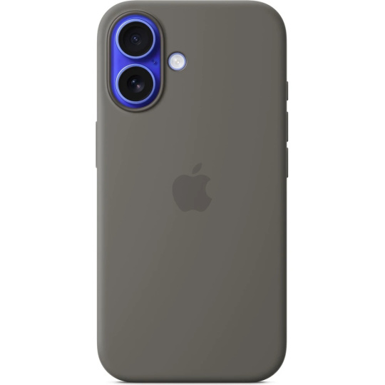 iPhone 16 Plus Silicone Case with MS - Stone Gray