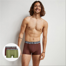 DIM COTTON 3D FLEX AIR BOXER 2x - Pánské boxerky 2ks - green - dark brown